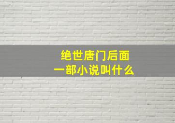 绝世唐门后面一部小说叫什么