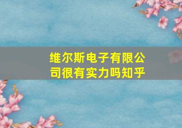 维尔斯电子有限公司很有实力吗知乎