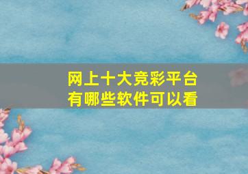 网上十大竞彩平台有哪些软件可以看