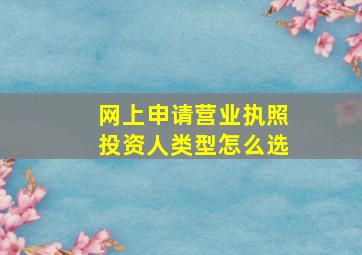 网上申请营业执照投资人类型怎么选