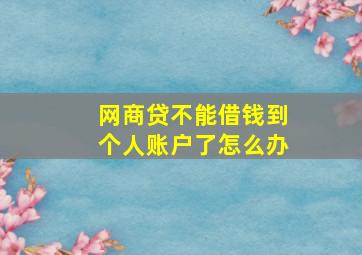 网商贷不能借钱到个人账户了怎么办