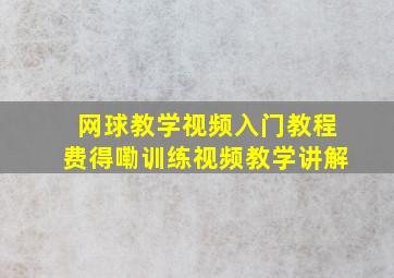 网球教学视频入门教程费得嘞训练视频教学讲解