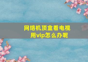 网络机顶盒看电视用vip怎么办呢