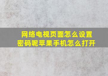 网络电视页面怎么设置密码呢苹果手机怎么打开