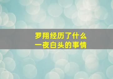 罗翔经历了什么一夜白头的事情