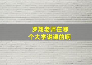 罗翔老师在哪个大学讲课的啊