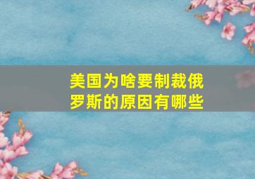 美国为啥要制裁俄罗斯的原因有哪些