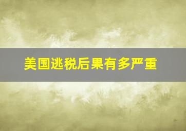 美国逃税后果有多严重