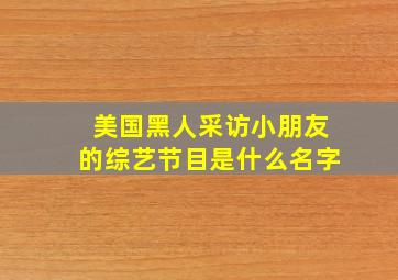 美国黑人采访小朋友的综艺节目是什么名字