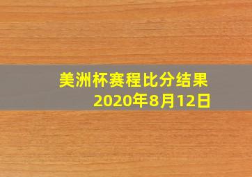 美洲杯赛程比分结果2020年8月12日