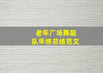 老年广场舞蹈队年终总结范文