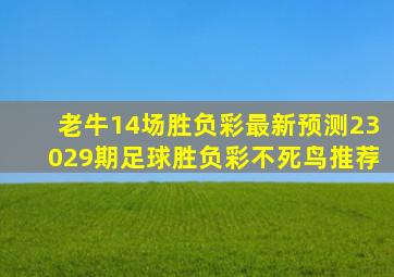 老牛14场胜负彩最新预测23029期足球胜负彩不死鸟推荐