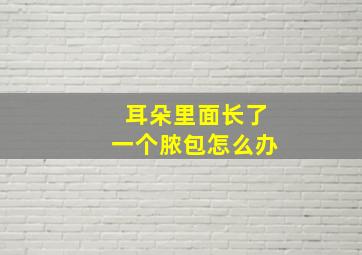 耳朵里面长了一个脓包怎么办