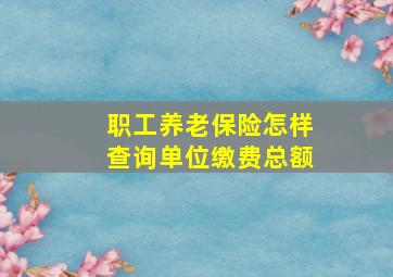 职工养老保险怎样查询单位缴费总额