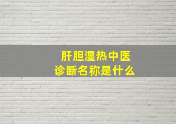 肝胆湿热中医诊断名称是什么