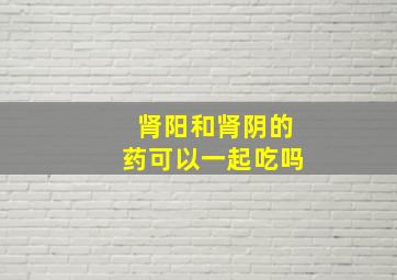 肾阳和肾阴的药可以一起吃吗