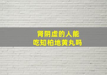 肾阴虚的人能吃知柏地黄丸吗