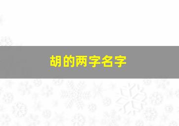 胡的两字名字