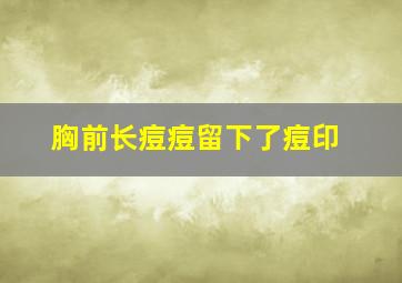 胸前长痘痘留下了痘印