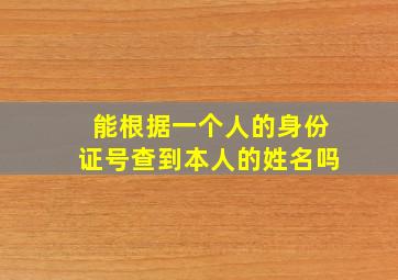 能根据一个人的身份证号查到本人的姓名吗