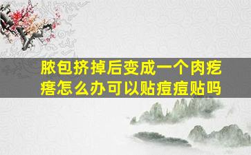 脓包挤掉后变成一个肉疙瘩怎么办可以贴痘痘贴吗