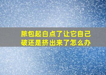 脓包起白点了让它自己破还是挤出来了怎么办