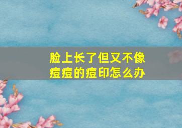 脸上长了但又不像痘痘的痘印怎么办