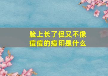 脸上长了但又不像痘痘的痘印是什么