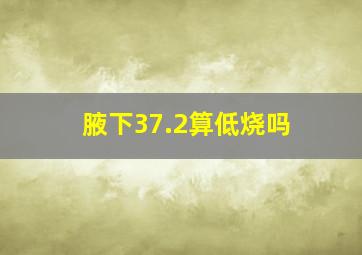 腋下37.2算低烧吗