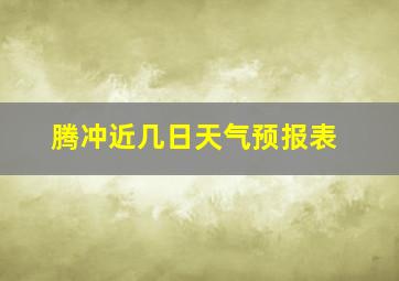 腾冲近几日天气预报表