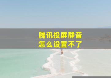 腾讯投屏静音怎么设置不了