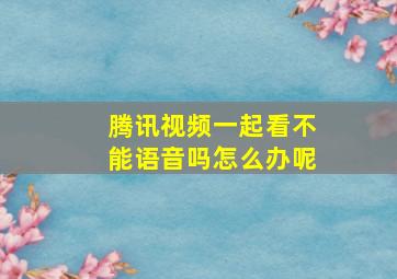 腾讯视频一起看不能语音吗怎么办呢