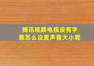 腾讯视频电视没有字幕怎么设置声音大小呢