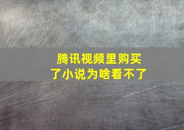 腾讯视频里购买了小说为啥看不了