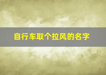 自行车取个拉风的名字