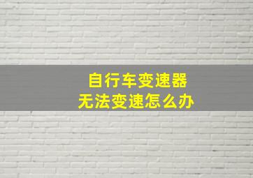 自行车变速器无法变速怎么办