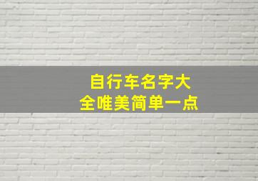 自行车名字大全唯美简单一点