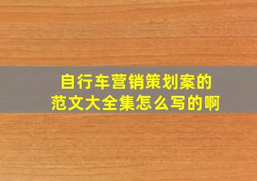 自行车营销策划案的范文大全集怎么写的啊