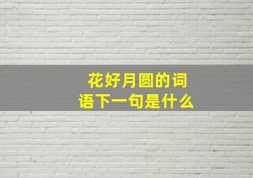 花好月圆的词语下一句是什么