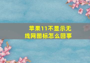 苹果11不显示无线网图标怎么回事