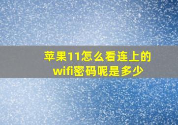 苹果11怎么看连上的wifi密码呢是多少