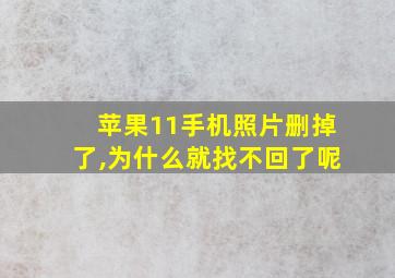 苹果11手机照片删掉了,为什么就找不回了呢