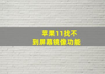 苹果11找不到屏幕镜像功能