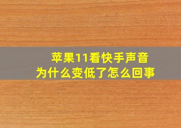 苹果11看快手声音为什么变低了怎么回事