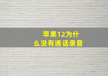 苹果12为什么没有通话录音