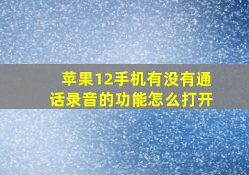 苹果12手机有没有通话录音的功能怎么打开