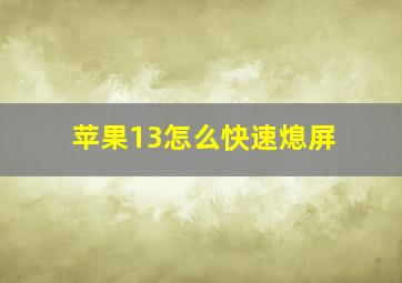 苹果13怎么快速熄屏