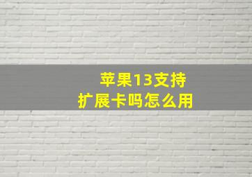 苹果13支持扩展卡吗怎么用