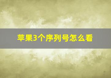 苹果3个序列号怎么看