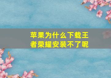 苹果为什么下载王者荣耀安装不了呢